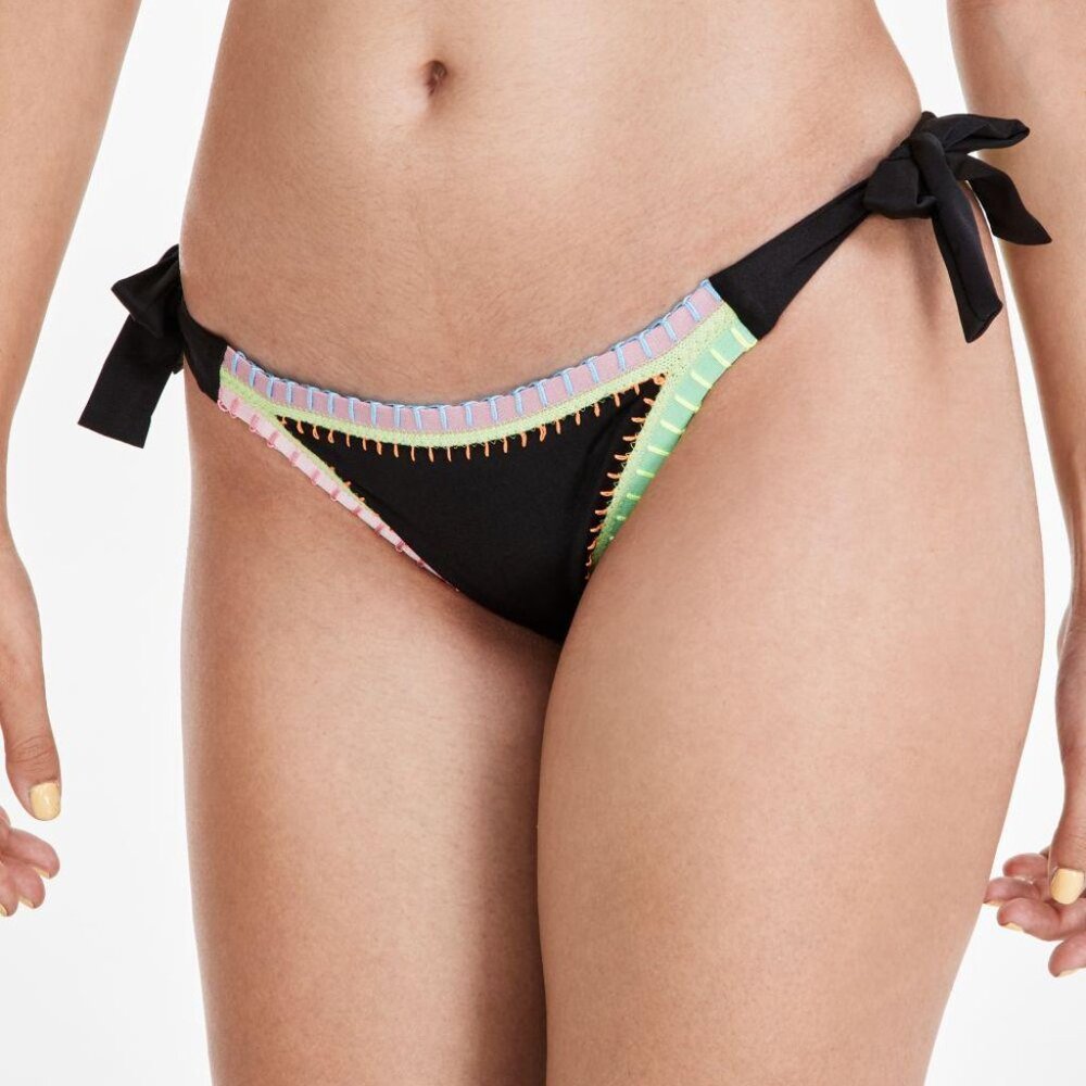 Pily Q Juniors Crochet-Trim Bikini B Black Rib S